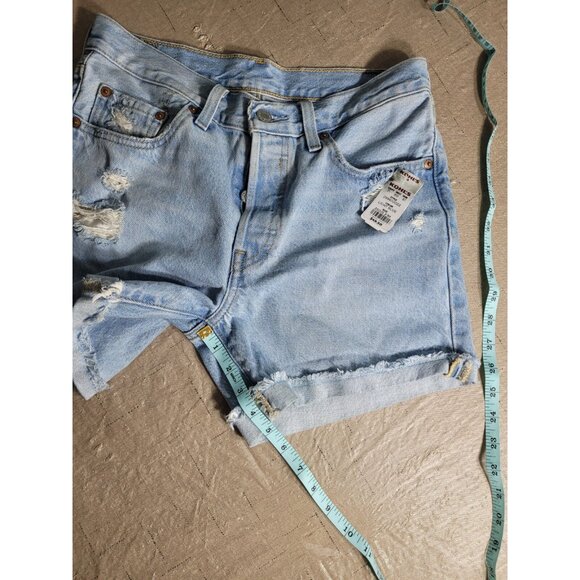 Levi's 501 Womens Size 26 / 2  Shorts  Button Fly Distressed Cuffed Denim (32) - Picture 5 of 11